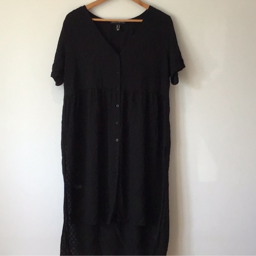 Love & Legend Black Button Lightweight Short Sleeve Tunic Dress 14